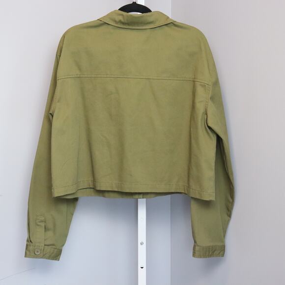 Volcom Olive Green Cropped Jacket Size L - Picture 2 of 6
